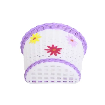 Koszyk plastikowy biało-fioletowy z kwiatkiem BSO1