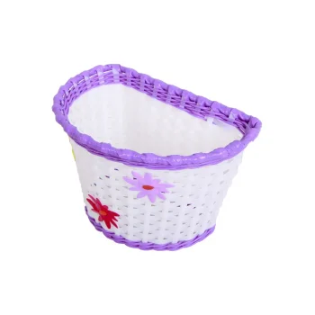 Koszyk plastikowy biało-fioletowy z kwiatkiem BSO1