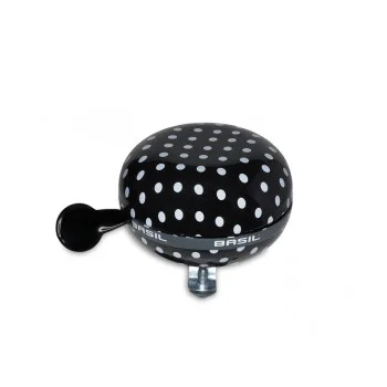 Ding-Dong dzwonek Basil Polka Dot czarn/bialy 80mm