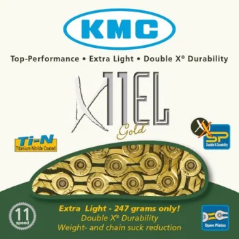 Łańcuch KMC X11 EL/ 11-speed/Ti/118L złoty