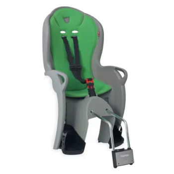 Fotelik rowerowy Kiss szary, zielona wyściółka