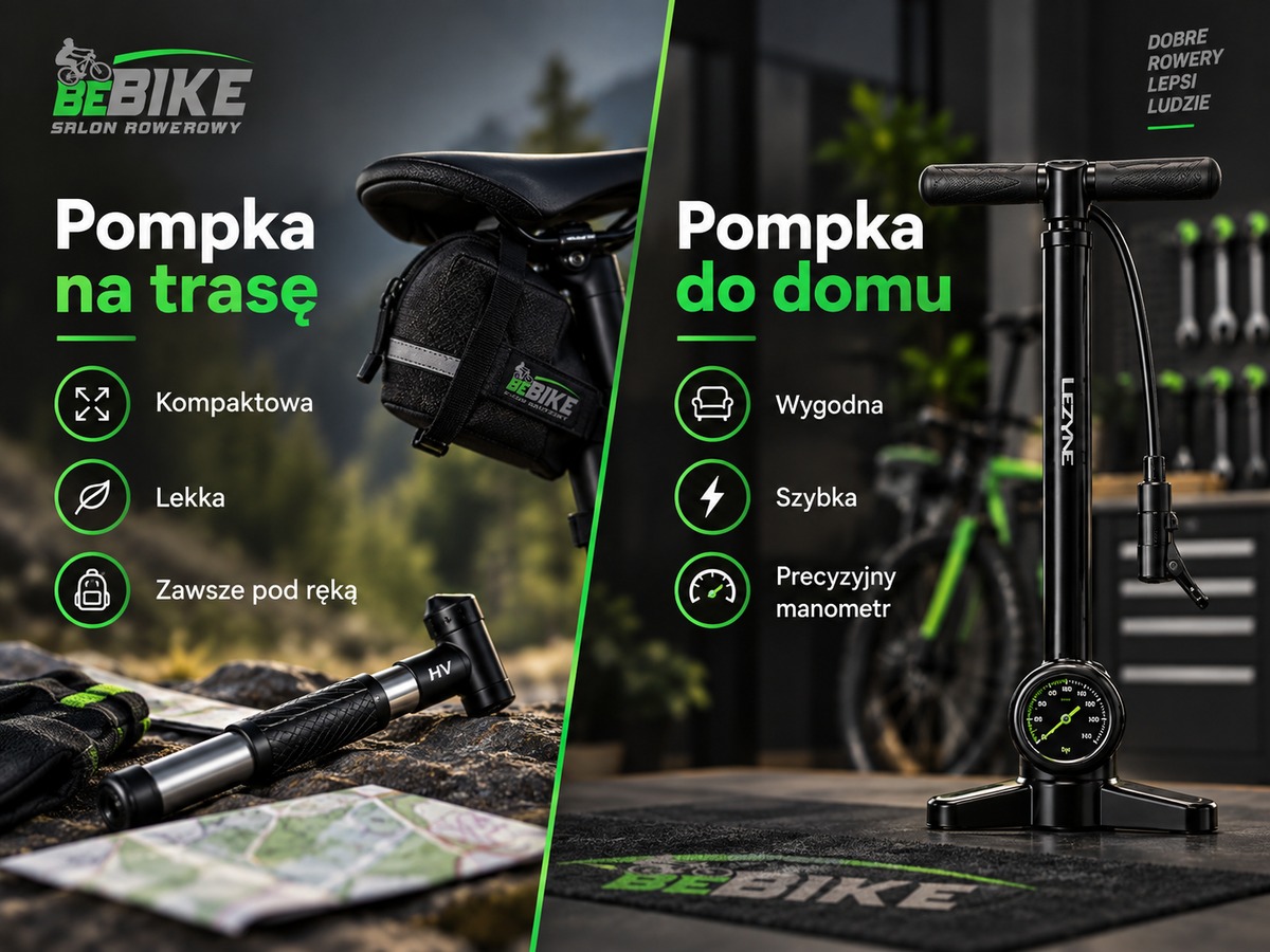 Pompka podłogowa do domu i minipompka rowerowa na trasę