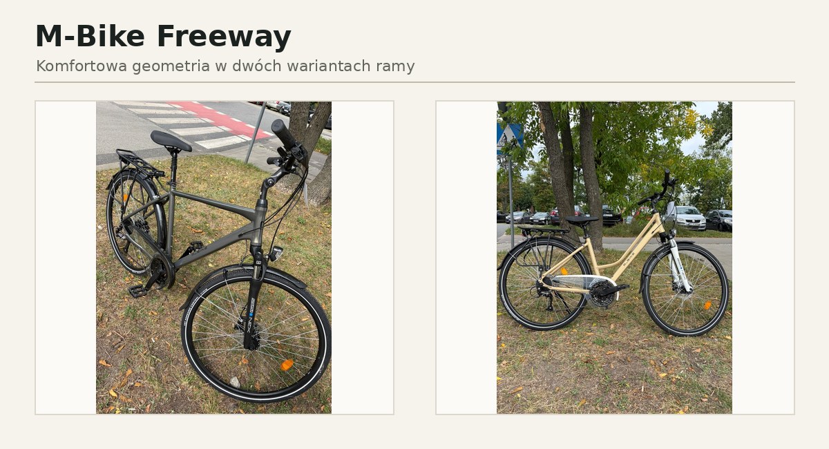 M-Bike Freeway Lady oraz M-Bike Freeway Man z klasyczną ramą męską, rowery trekkingowe BE-BIKE Łódź