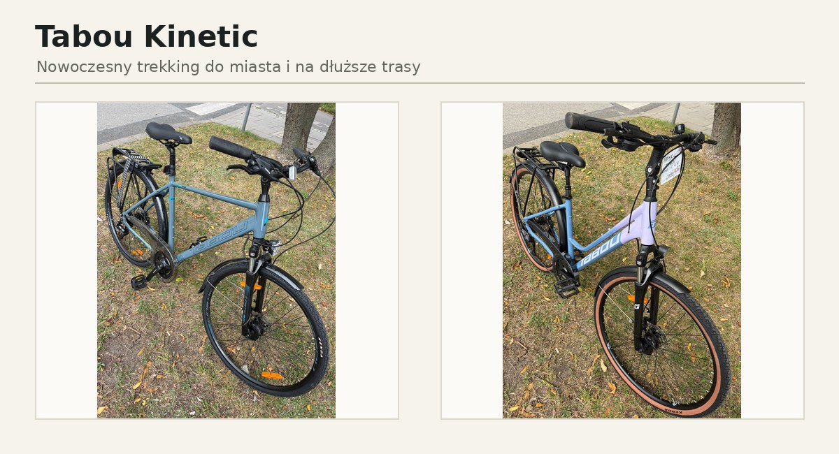 Tabou Kinetic w wersji z klasyczną ramą oraz Tabou Kinetic Lady, rowery turystyczne BE-BIKE Łódź