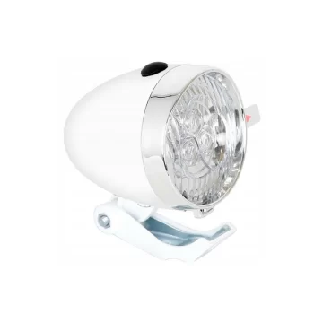 Lampa przód 592 retro na baterie biała
