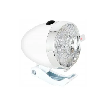 Lampa przód 592 retro na baterie biała