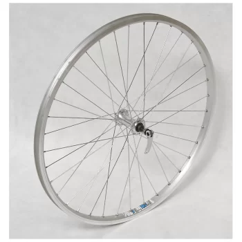 Koło 26" przód obręcz srebrna oczkowana