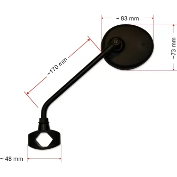 Lusterko rowerowe AJS krótkie ramię mini